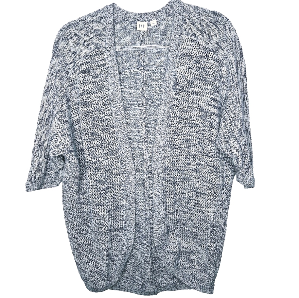 GAP Open Front Open Knit Coastal Cardigan Size M Blue Comfy Coastal Grandma